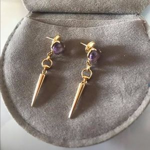 Authentic 18K Yellow Gold Spike Drop Earrings